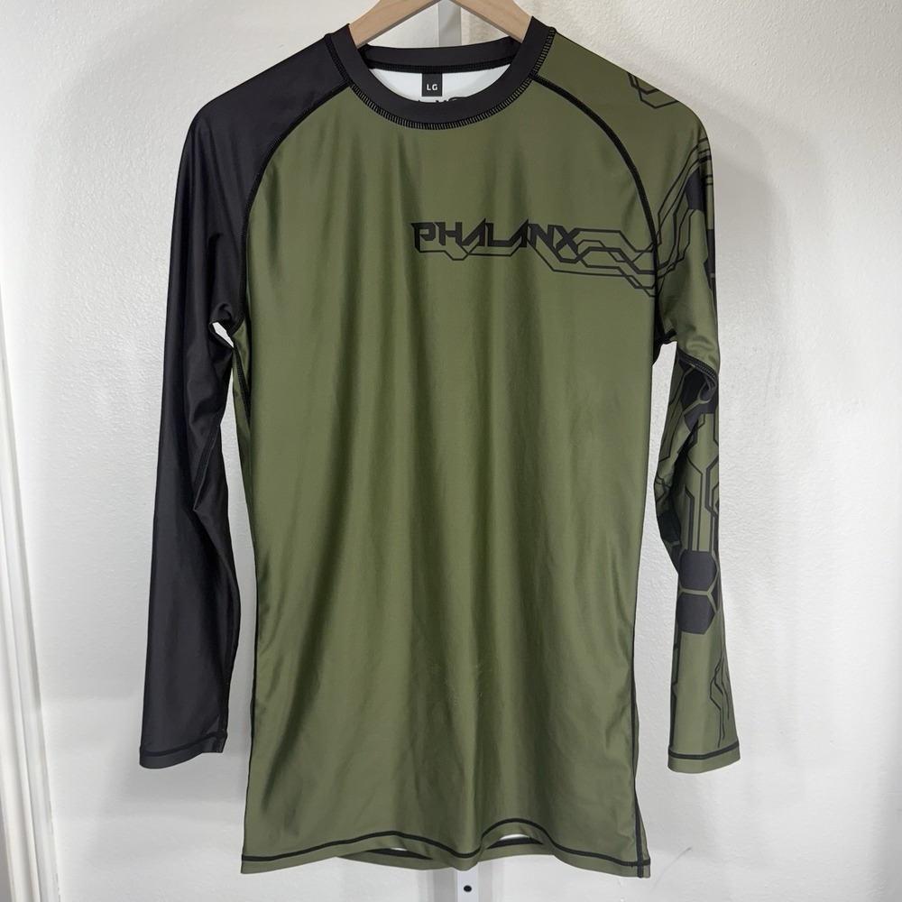 Phalanx Shirt Medium Army Green Rash Guard Compression Long Sleeve Jiu Jitsu MMA